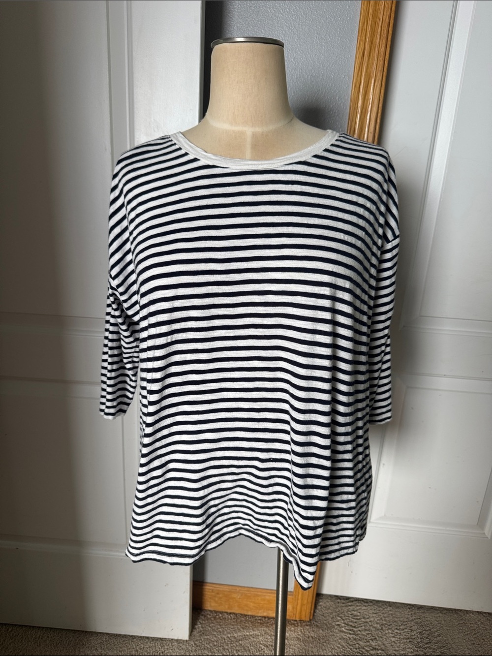 Talbots-Striped Boatneck Women’s Top - Navy & White-SZ 2X